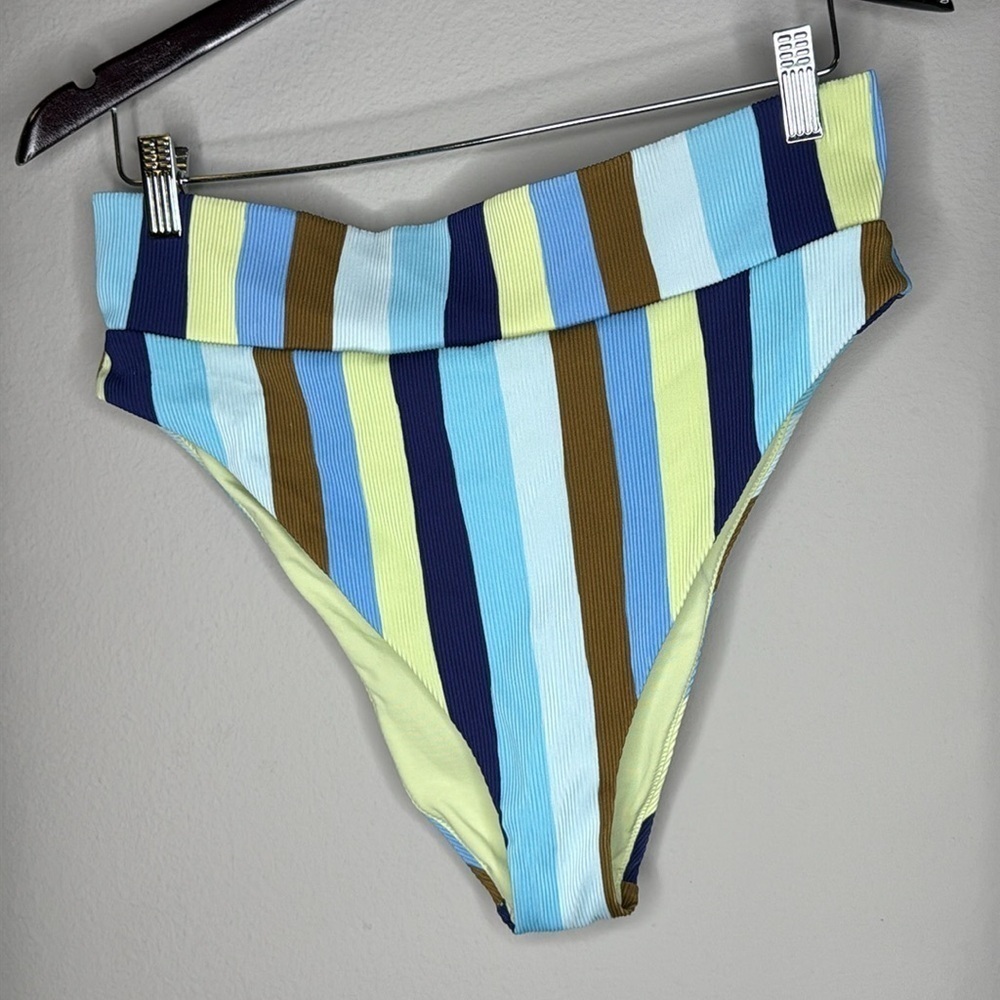 Aerie Striped High Cut Cheeky Bikini Bottom in Women's Size XL